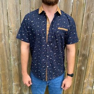 SSLR | Mens Spotted Short Sleeve Button down Med
